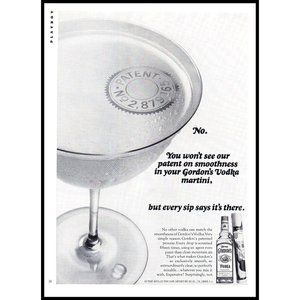 1965 Gordon's Vodka Vintage Print Ad Martini Cocktail Patent Wall Art